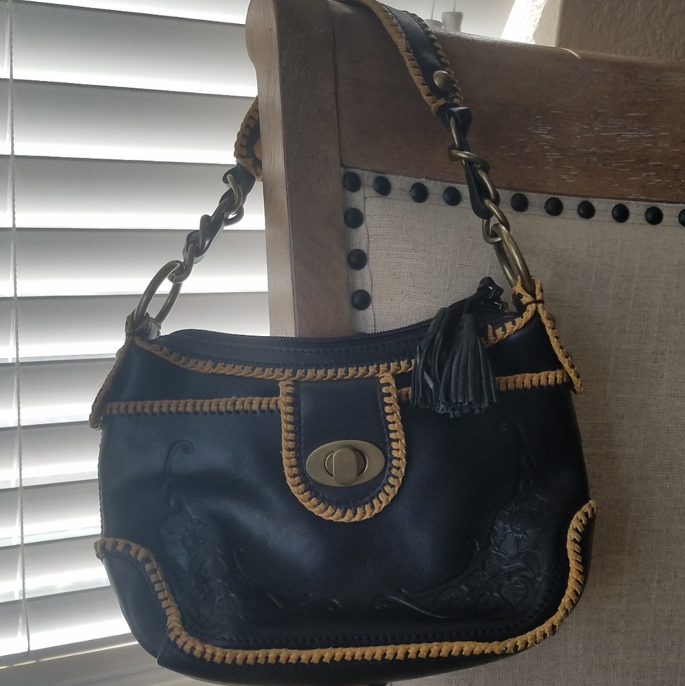 Eileen West black/tan leather mini bag